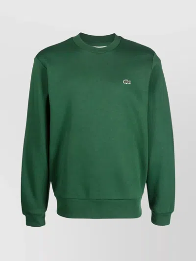 Lacoste Green Brushed Cotton Sweatshirt In Green