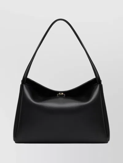 Themoirè Structured Shoulder Bag Metal Hardware In Black