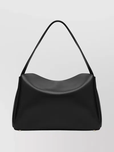Themoirè Structured Shoulder Bag Metal Hardware In Black