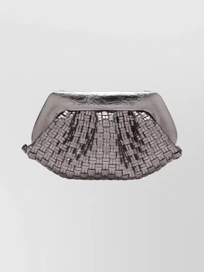 Themoirè Textured Metallic Clutch Structured Shape In Silver