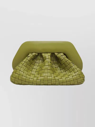 Themoirè Braided Tia Clutch Bag With Rectangular Frame In Green