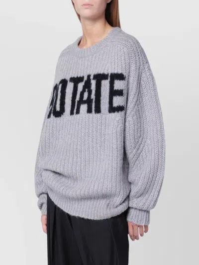 Rotate Birger Christensen Chunky Knit Top Dropped Shoulders In Gray