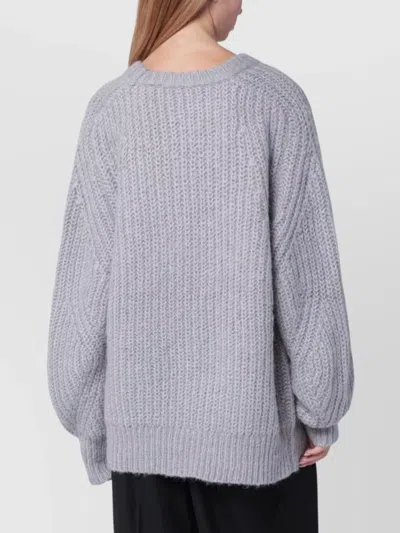 Rotate Birger Christensen Chunky Knit Top Dropped Shoulders In Gray