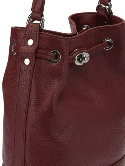 Zanellato Textured Leather Shoulder Bags With Adjustable Strap In Burgundy