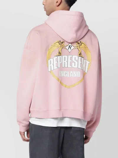 Represent Casual Hoodie With Back Graphic And Pocket In Pink
