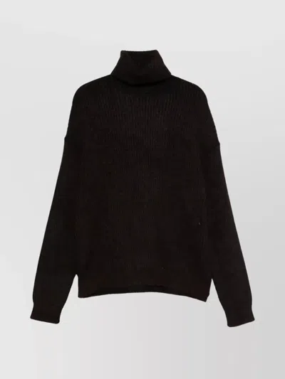 Uma Wang Cozy Turtleneck Knit Top With Long Sleeves In Black