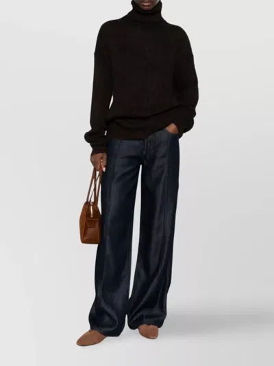 Uma Wang Cozy Turtleneck Knit Top With Long Sleeves In Black