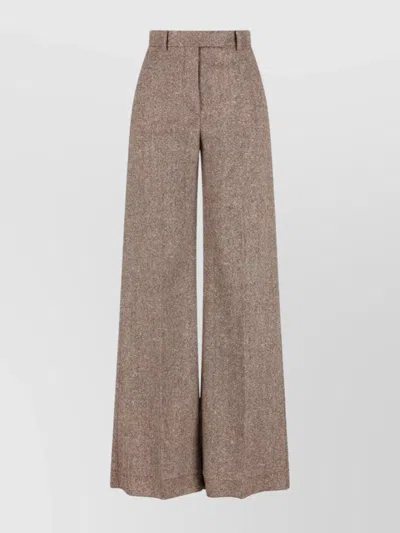 Valentino High Waist Wide Leg Trousers With Pleats In Multi