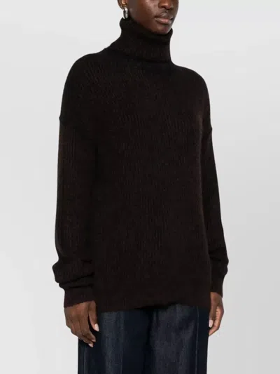 Uma Wang Cozy Turtleneck Knit Top With Long Sleeves In Black