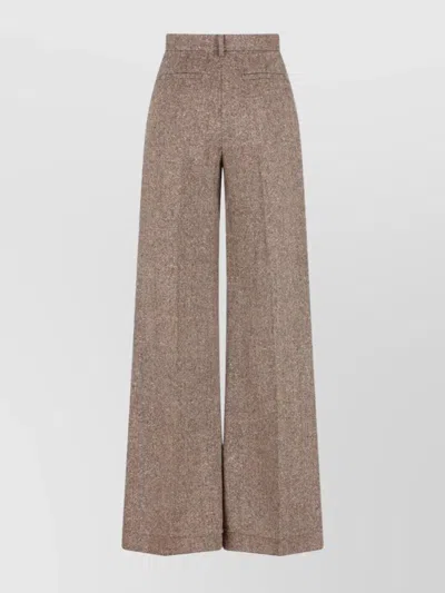 Valentino High Waist Wide Leg Trousers With Pleats In Multi
