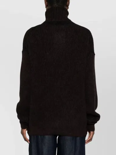 Uma Wang Cozy Turtleneck Knit Top With Long Sleeves In Black