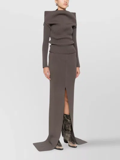 Rick Owens Off-the-shoulder Knitwear Front Slit In Brown