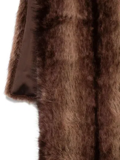 Drhope Eleventy Short White Dress With Long Sleeves In Brown