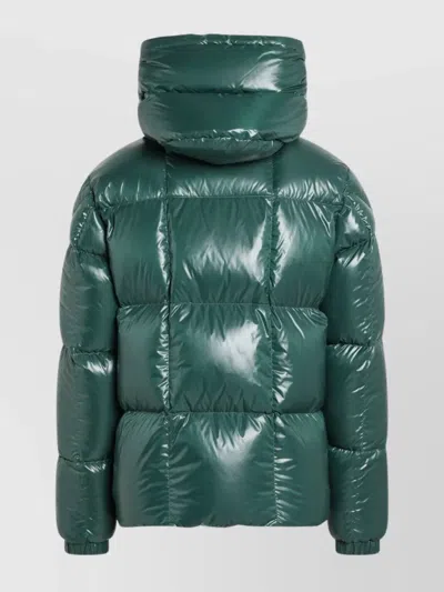 Moncler Parana Glossy Hooded Short Down Jacket Clothing In Green