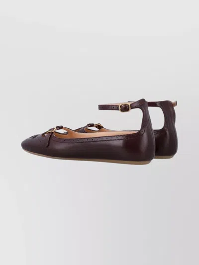 Chloé Flat Shoe With Burnished Look Made In Italy In Brown