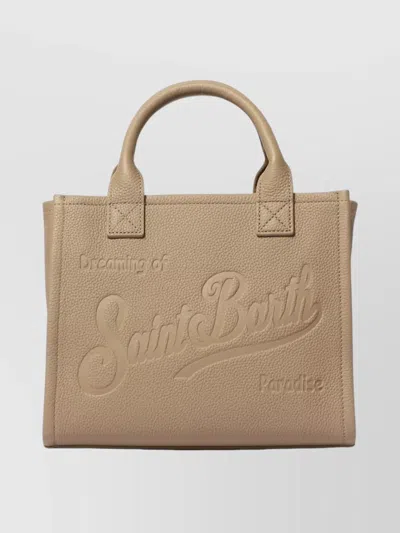 Mc2 Saint Barth Textured Shoulder Bag Detachable Strap In Nude