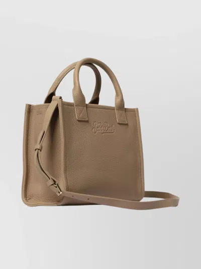 Mc2 Saint Barth Textured Shoulder Bag Detachable Strap In Nude