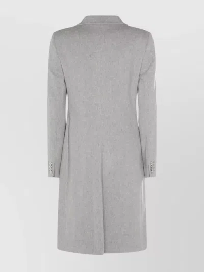 Tagliatore Longline Coat With Button Cuffs And Pockets In Neutral