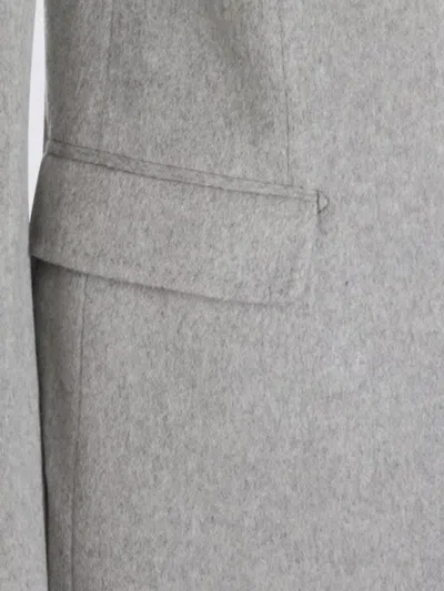 Tagliatore Longline Coat With Button Cuffs And Pockets In Neutral