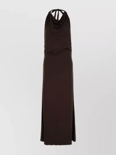 Gimaguas Sleeveless Maxi Dress Halter Neckline In Burgundy