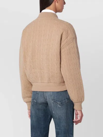 Polo Ralph Lauren Beige Wool And Cashmere Bomber Jacket Relaxed Fit In Neutral