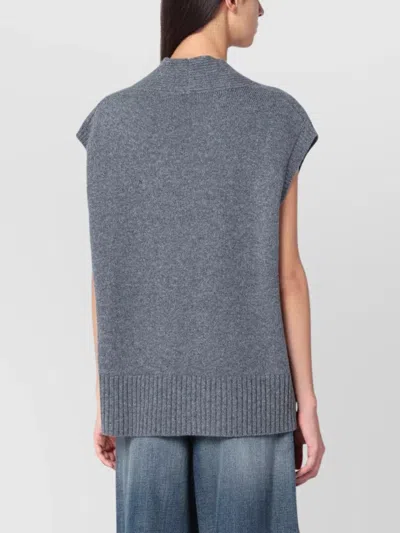 Roberto Collina Oversized Wool Knit Vest Sleeveless In Animal Print