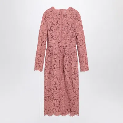 Dolce & Gabbana Lace Tube Longuette Dress In Pink