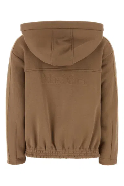Max Mara Brown Stripe-detail Zip-up Hoodie In Brown