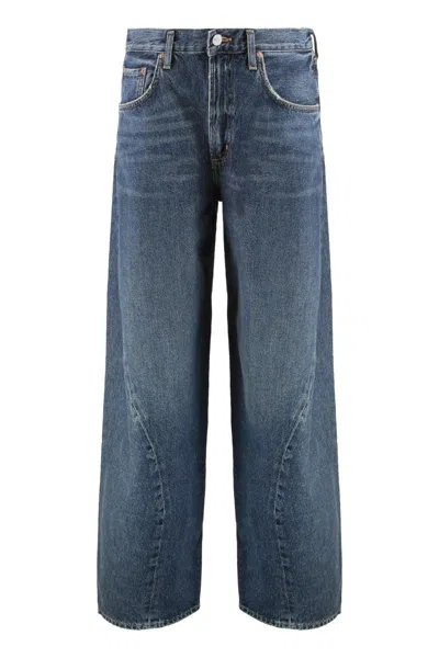 Agolde Jeans A Gamba Larga Twist In Blue
