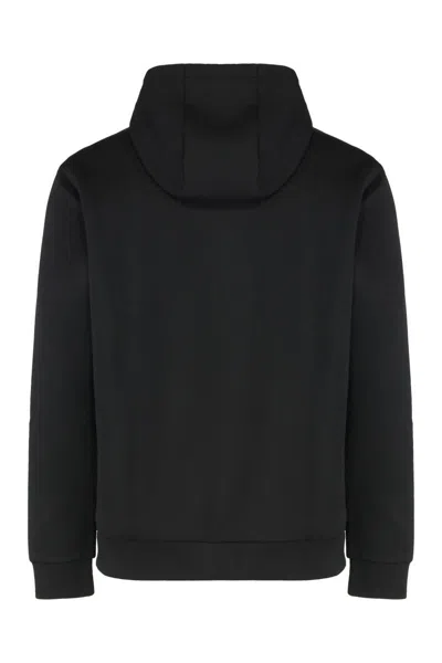 Ea7 Emporio Armani Technical Fabric Hoodie In Black