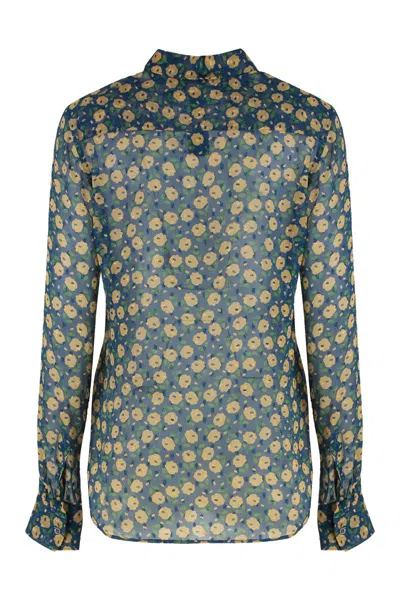 Aspesi Floral Print Long Sleeve Shirt In Multi
