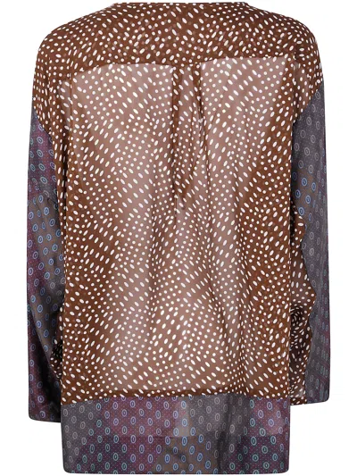 Dries Van Noten Mixed Patterns Long Sleeve Relaxed Top In Purple