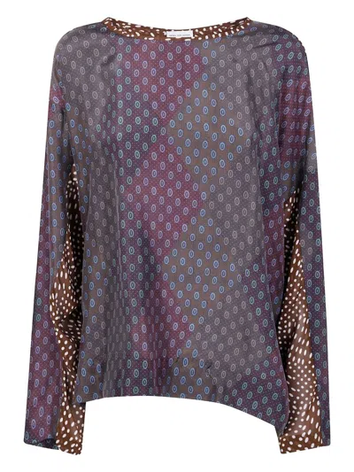 Dries Van Noten Mixed Patterns Long Sleeve Relaxed Top In Purple