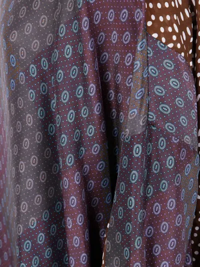 Dries Van Noten Mixed Patterns Long Sleeve Relaxed Top In Purple