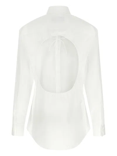 Dsquared2 Wide Back Cut-out Cotton Shirt With Drawstring Detail In White