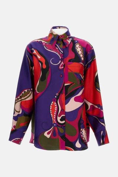 Pucci Orchid Print Shirt In Multi