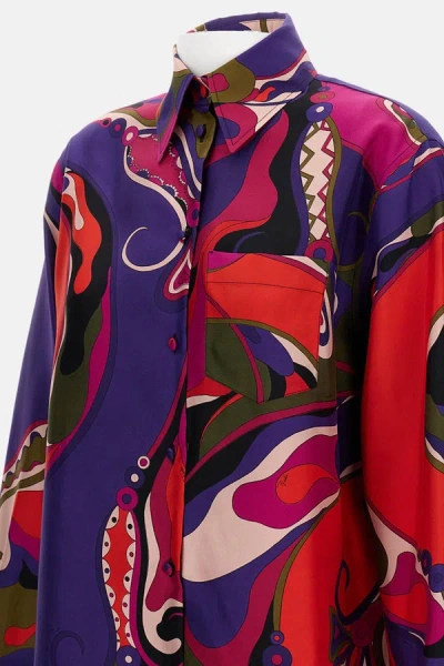 Pucci Orchid Print Shirt In Multi