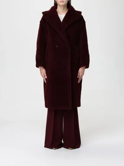 Max Mara Bordeaux Teddy Bear Icon Coat In Alpaca And Wool In Burgundy