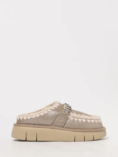 Mou Bounce Clog In Laminated Sheepskin Stone Color In Gray