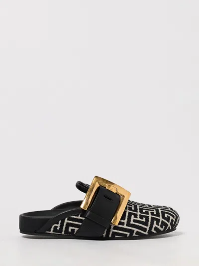 Balmain Black & Beige Anthem Mule Loafers In Black