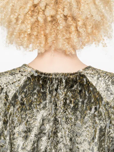 Forte Forte Metallic V-neck Long Sleeve Top In Multi