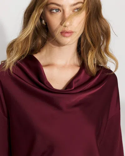 White House Black Market Satin Mix Snit Top In Red