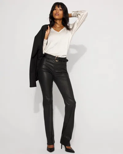 White House Black Market Knit Mix Satin Top In White