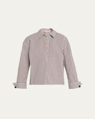 Veronica Beard Draymond Striped Stretch Cotton-blend Poplin Shirt In Multi