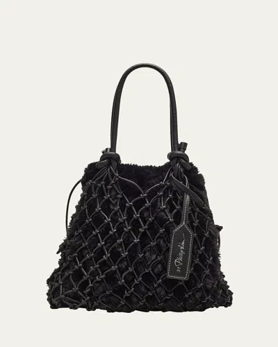 3.1 Phillip Lim Faux Fur Macrame Mini Sac Top-handle Bag In Black