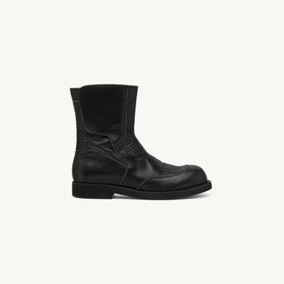 Mm6 Maison Margiela Leather Biker Boot In Black