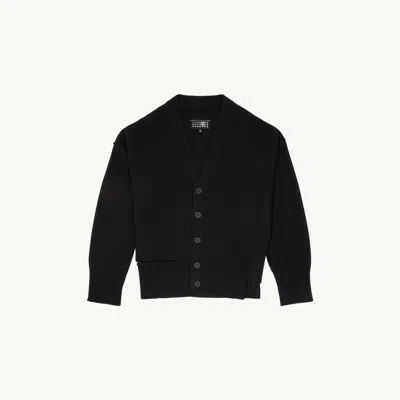 Mm6 Maison Margiela Mm6 By Maison Margiela Relaxed Fit Black Wool Knit Cardigan