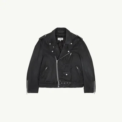 Mm6 Maison Margiela Mm6 By Maison Margiela Nylon Biker Jacket With Adjustable Belt And Multiple Pockets In Black