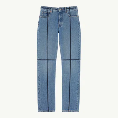 Mm6 Maison Margiela Cotton Jeans With Black Straps In Blue