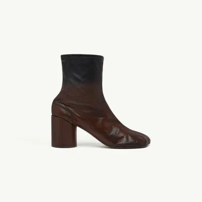 Mm6 Maison Margiela Anatomic Block-heel Boots In Burgundy